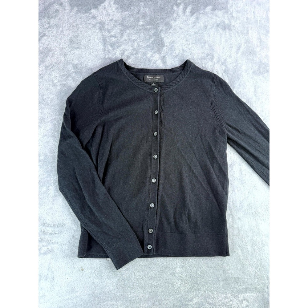 Banana Republic Cardigan Sweater Women Small Black Good Silk Cashmere Luxe Yarn
